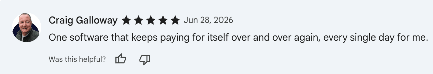 Five-star Chrome Web Store review by Craig Galloway: "One software that keeps paying for itself over and over again, every single day for me."