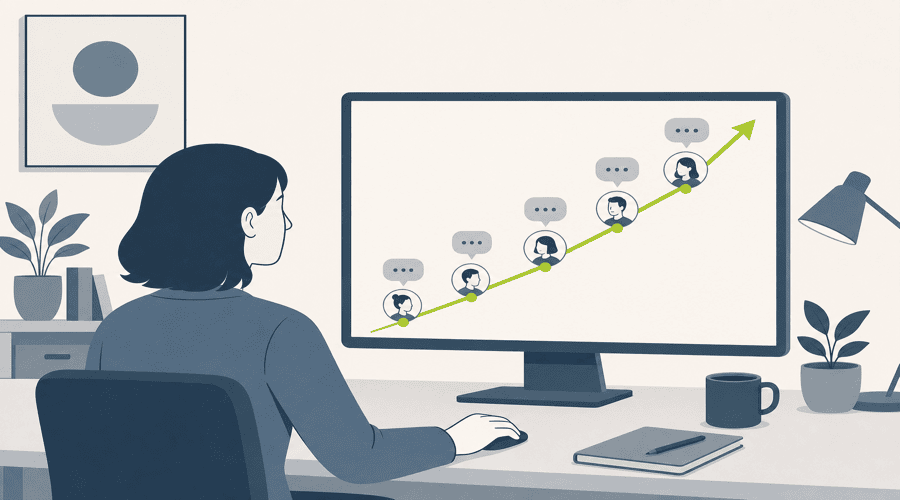 Line chart concept showing Facebook Group usage rising steadily over time