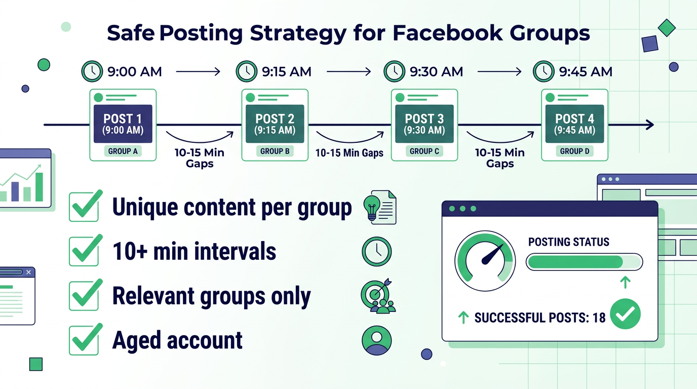 How organic posting to Facebook groups works safely from user's own browser