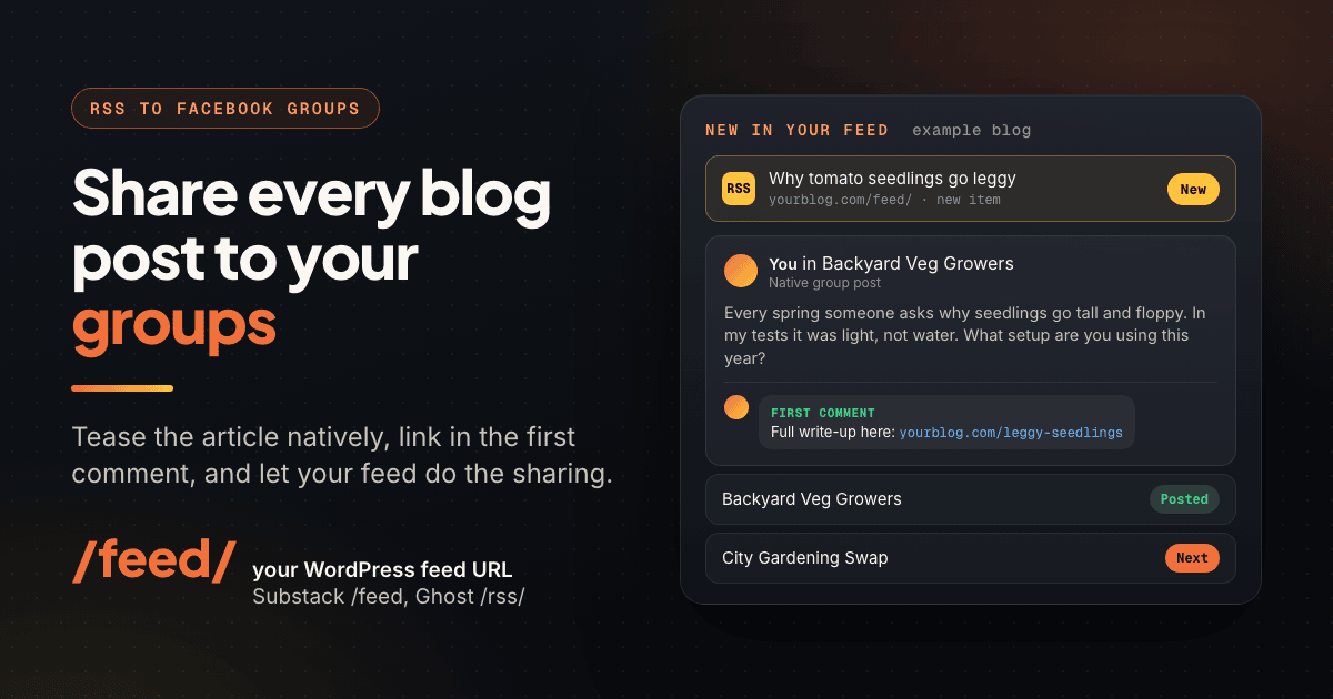 New blog post from an RSS feed turned into a native group post with the article link in the first comment