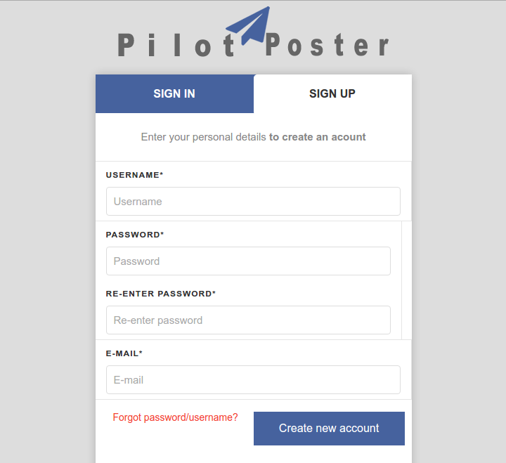 Pilot Poster Sign-up form