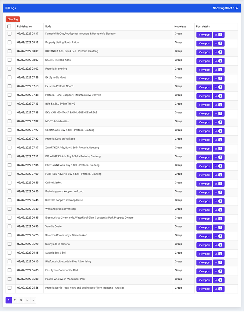 Facebook Group Poster Logs